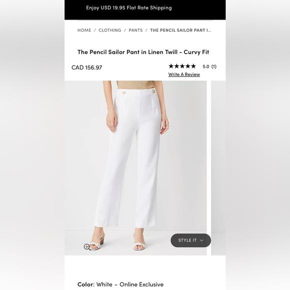 Ann Taylor  curvy linen twill sailor pants Nwt - Picture 2 of 3